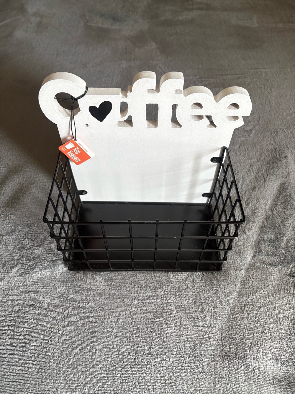 Boston Warehouse Red & White Coffee Pod Storage Basket Tag